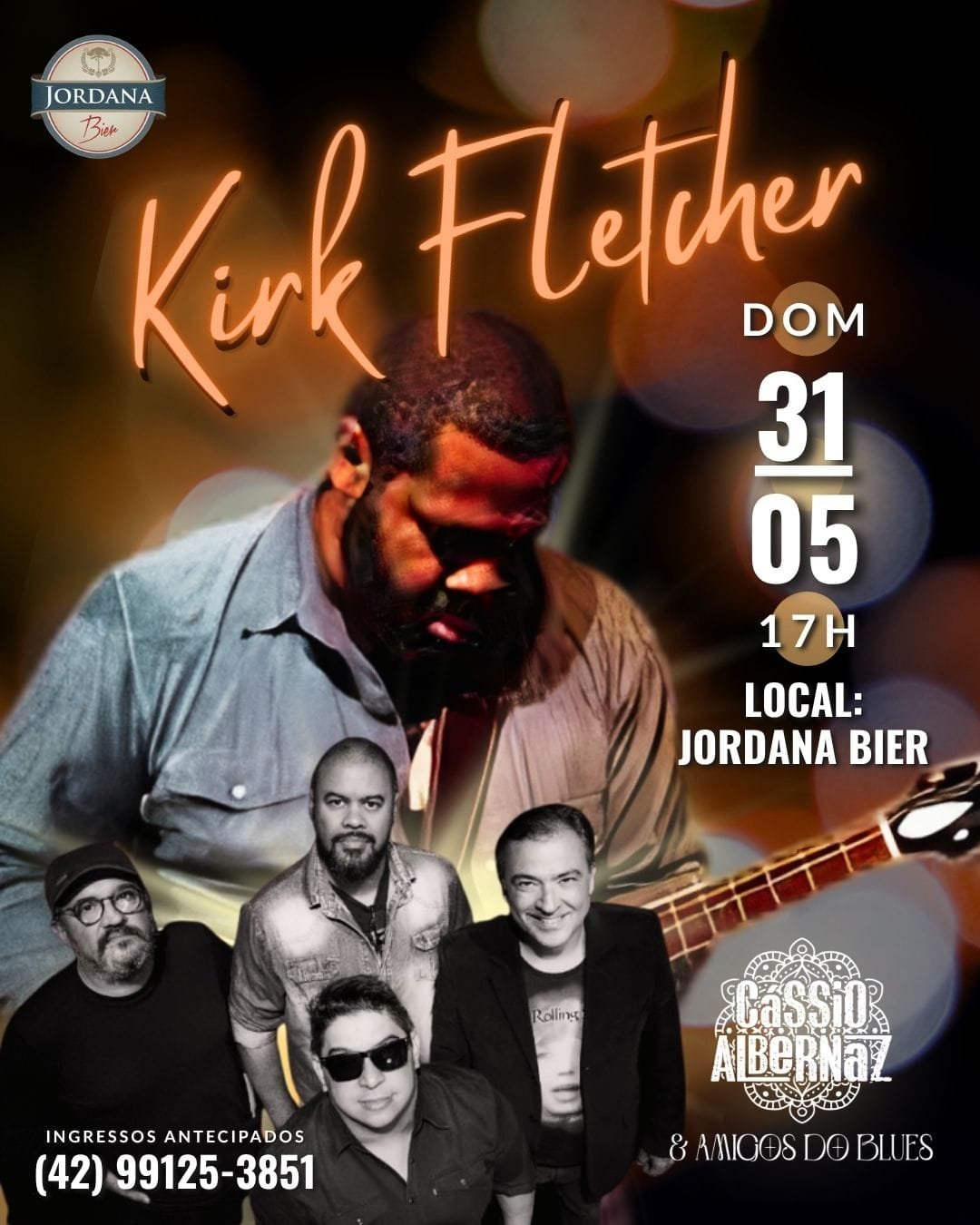 Kirk Fletcher + Cássio Albernaz & Amigos do Blues na Cervelaria Jordana – Guarapuava
